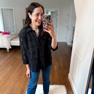 Loft Black Eyelet Women's Top